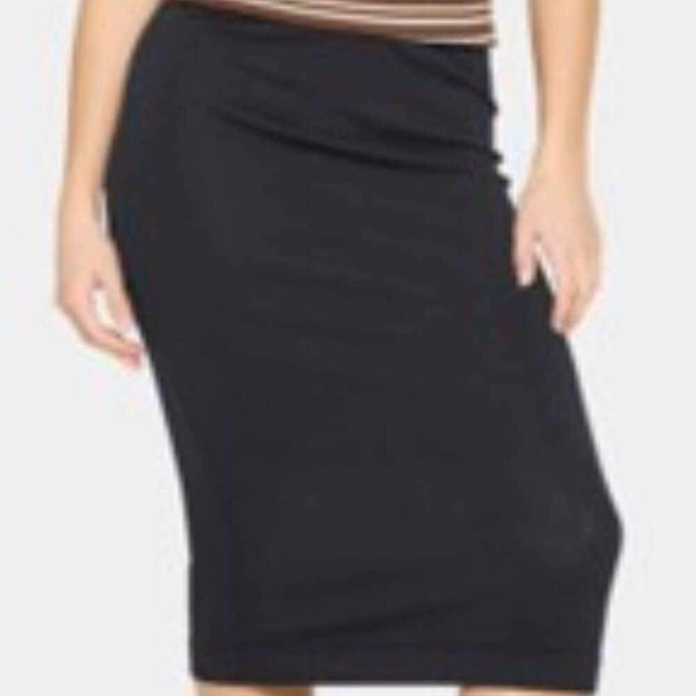 NWT SAINT TROPEZ Elegant navy knit pencil skirt size medium